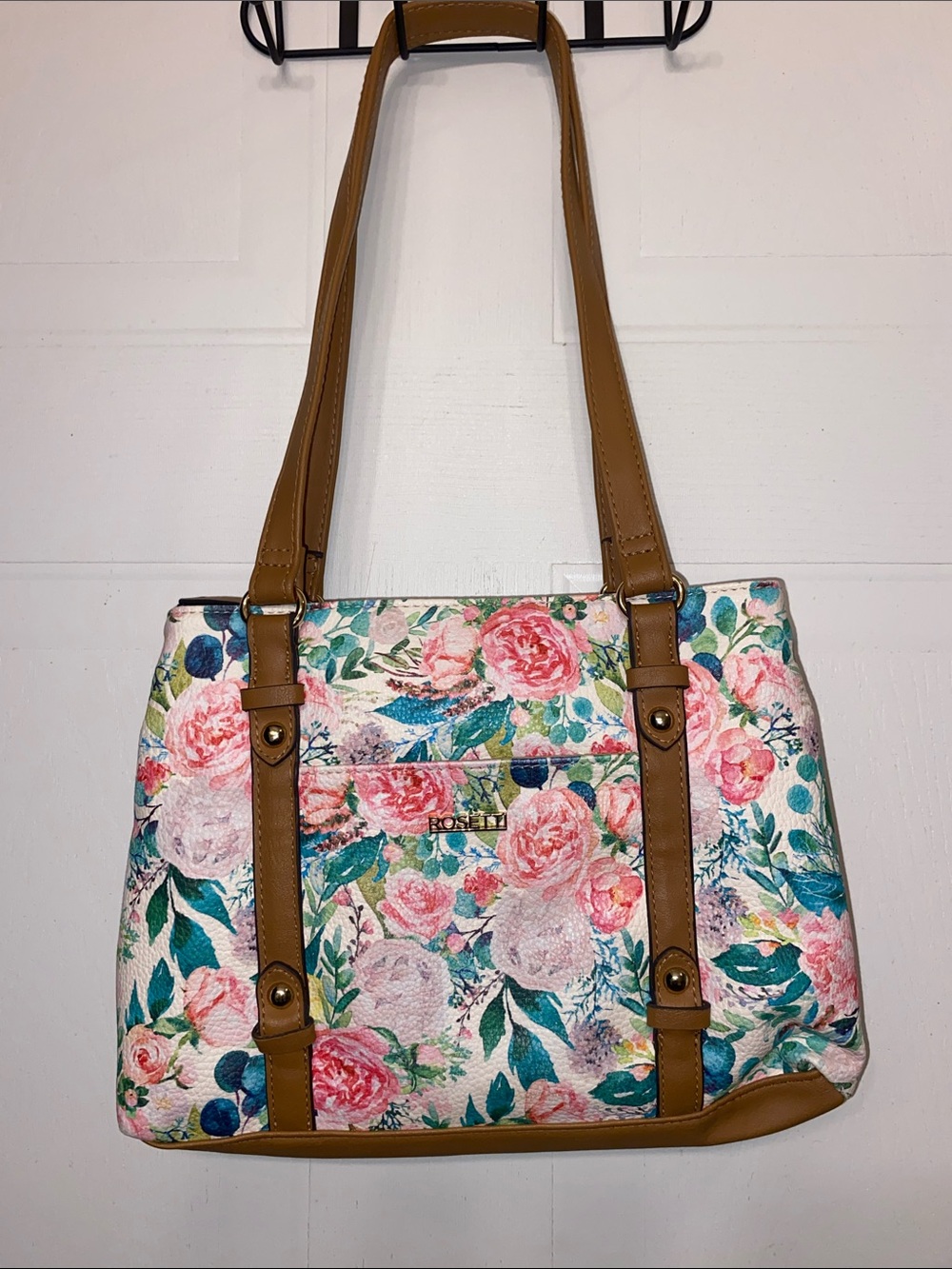 Rosetti Floral Shoulder Bag in Multicolor and Tan